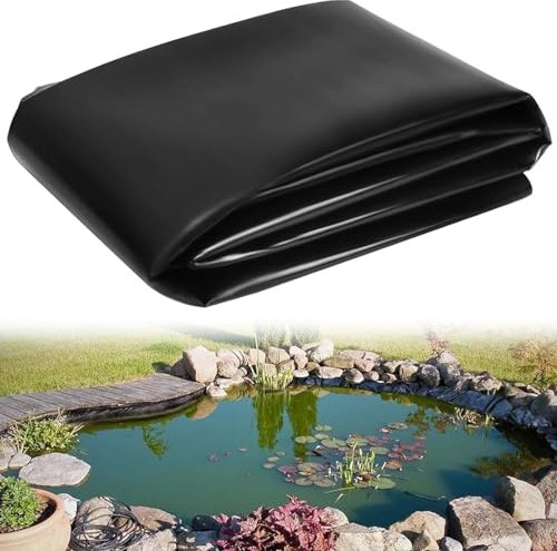 boieytioku Fish Pond Liner 2x3m 4x6m 6x9m 10x12m Black Hdpe Pond Lining 0.12mm Flexible Pond Tarpaulin Garden Pool Membrane for Streams Fountains Aquaculture, UV