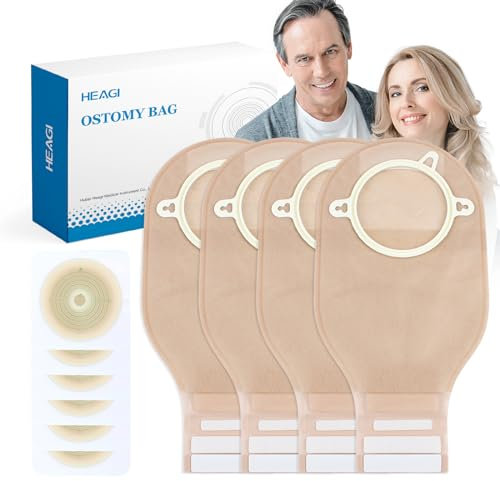22 Stück Stomabeutel, 2-teilige Kolostomiebeutel, zweiteilige Drainagebeutel mit Verschluss für die Ileostomie-Stomapflege, passgenau, max. 70 mm (16 x Ostomiebeutel + 6 x Hautbarriere）