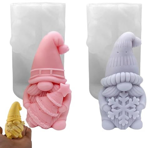 Silikonform Weihnachten Wichtel 2 Stück 3D Silicone Mould House Silicone Mould,Silikonform Haus Mini Silikonformen Gießformen Weihnachten, Epoxy Resin Moulds for Making Home Ornaments (C)