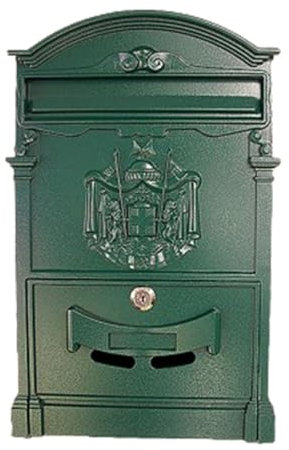 Urceitg Cassetta Postale da Parete, Cassetta Postale di Grande capacità, Cassetta Postale Sospesa in Alluminio Antiruggine per Cassette Postali Esterne, Decorazioni per Esterni da Giardino(Green)