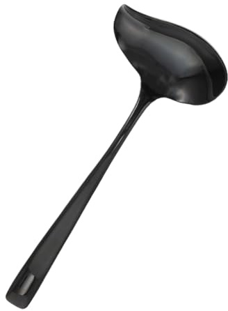 OKUMEYR Mestolo per Sugo e Salsa Piccolo in Acciaio Inox 304 con Beccuccio Versatore Nero, Cucchiaio da Minestra Versatile per Cucina e Ristorazione, Lavabile in Lavastoviglie