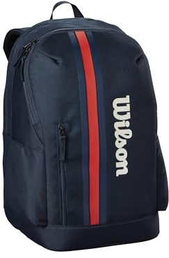 Wilson Zaino Team, Design Traspirante Con Cerniera Di Sicurezza, Custodia Imbottita e Spallacci Personalizzabili, Colore: Blu Navy
