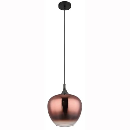 GLOBO Esszimmerleuchte Hängelampe Pendelleuchte Glas kupfer schwarz-matt Wohnzimmer