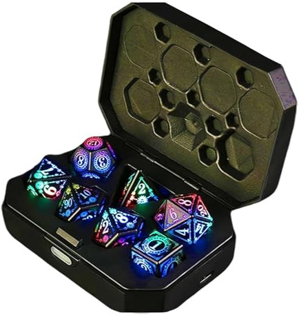 Uppladdningsbar, trådlös upplyst tärningssats DND-tärningsset, cool DND-tärning med laddningsbox, flimmer, lysande tärning, magisk tärning, polyhedral rollspel tärning för DND-gåvor