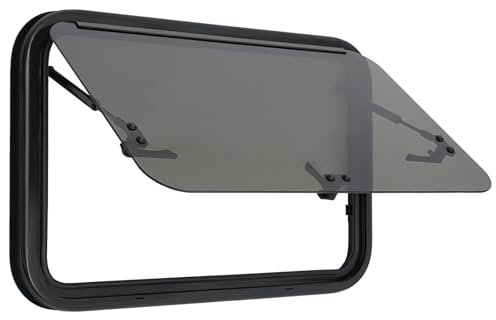 70x45cm Caravan Seitenfenster, Weiß und Schwarz Wohnwagen Extrapolierte Lüftungsfenster mit Sonnenschutzrollo, Max Öffnungswinkel 85° für Wohnmobile, Vertikale Anhänger,Technische Fahrzeuge