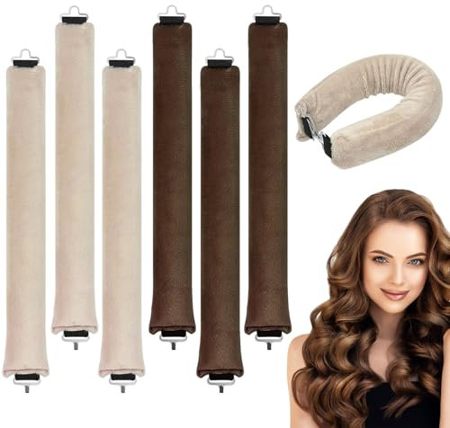 6 Piezas Jumbo Rizador Sin Calor, Terciopelo Suave Rulos para Dormir, Rizadores para Dormir, Rizador sin Calor con Gancho para Todo Tipo de Cabello - 29cm