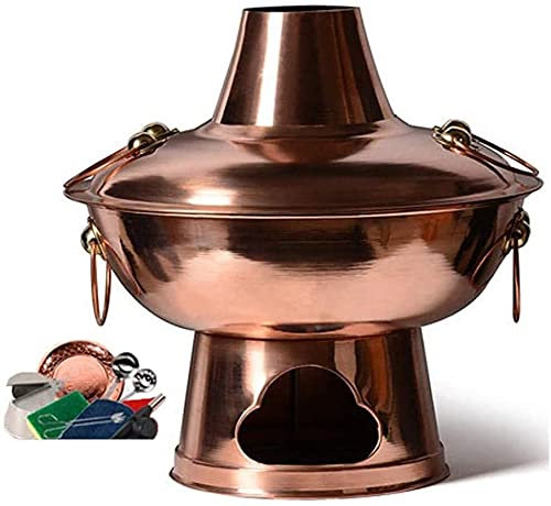 fondue， Olla caliente tradicional china, olla caliente mongol, olla caliente de cobre puro, carbón tradicional chino antiguo de Beijing de primera calidad