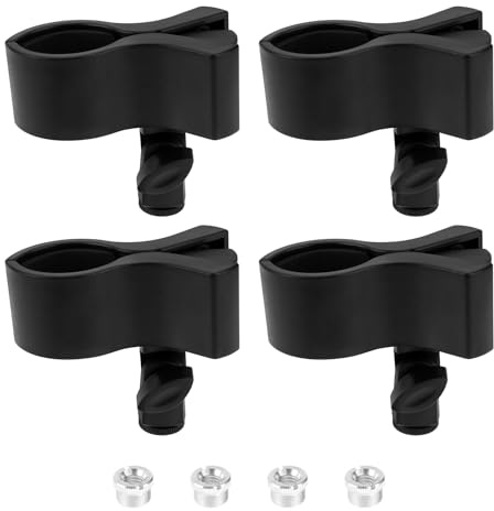 EMSea 4 Stück Feder-Mikrofonklammern Verstellbare Mikrofonhalter-Clips Außendurchmesser Zwischen 32 Mm Und 68 Mm mit Schraubadaptern von 5/8 Zoll Bis 3/8 Zoll Schwarz