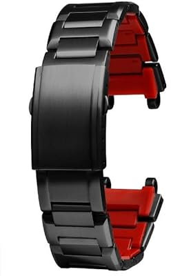 MAKAZHZZRM Passend for die Fit for MTG-Serie „Heart of Steel“, passend for Casio G-Shock MTG-B1000, G1000, MTG-B2000, Uhrenkette aus 316L-Edelstahl, B1000-Armband Fit for Werkzeugarmband(Black red)