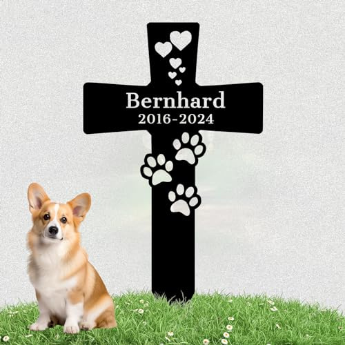 LZXSXZ Personalisiert Grabstecker für Haustier - Design Grabkreuz für Tiere mit individueller Gravur - wetterfester Gedenkpfahl als Grabschmuck für Tiergrab
