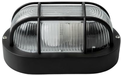 monkey ladder Aplique - aplique oval negro, IP54, casquillo E27, potencia máxima de 40W, ideal para exteriores y ambientes húmedos
