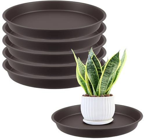 ZOENHOU Lot de 6 soucoupes rondes de 30 cm d'épaisseur en plastique PP pour l'intérieur et l'extérieur - Soucoupes stables de 3 cm de hauteur