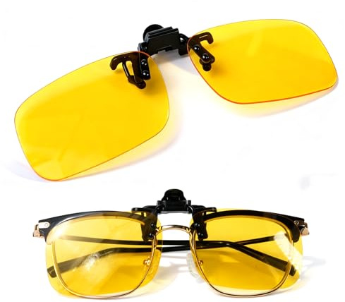 Clip Lunettes Conduite De Nuit Polarisées, 60*40 mm Surlunettes Conduite De Nuit, Nti-Éblouissement Phares & Lumière Bleue Homme/Femme Pour Réduit Le Scintillement Des Lumières Et La Fatigue Oculaire