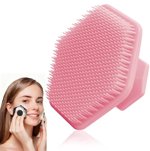 Pinke Silikon-Gesichtspeeling-Bürste – Weiches, sanftes Peeling-Pad, Gesichtsreinigungsbürste für Männer und Frauen, Duschbad, tägliche Pflege, idealer Griff für glatte Passform und einfache Anwendung