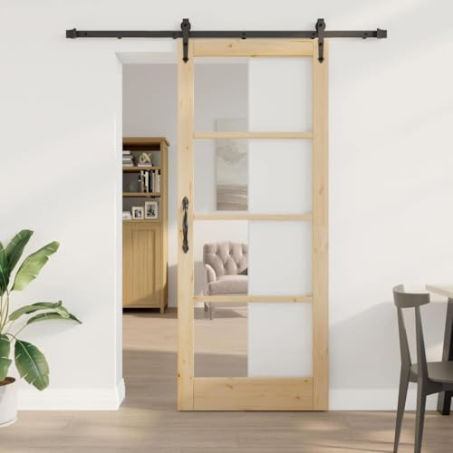 Innentüren Duschschiebetür,Schiebetür Braun 86 x 211 cm Holz und Metall,Eingangstür für Wohnzimmer,Küche,Restaurants