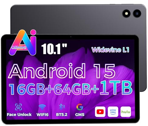 RebotAi 2026 Tablet 10.1inch Android 15 with Gemini AI, 16GB RAM + 64GB ROM, GMS Widevine L1, WiFi 6 & BT 5.2, 1280 * 800 HD, 5000 mAh Tablet