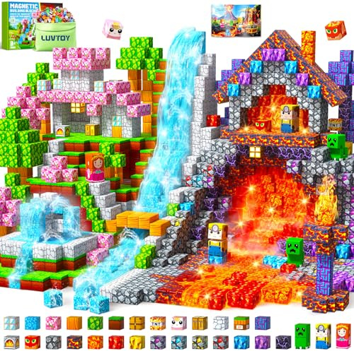 LUVTOY Magnetische Bausteine - 216 Teile Magnetbausteine Magnetspielzeug - Magnetisches Bausteine Blöcke Kinder - Magnetspiel Kinderspielzeug Spielzeug ab 3-9 Jahre Haftung und Langlebigkeit