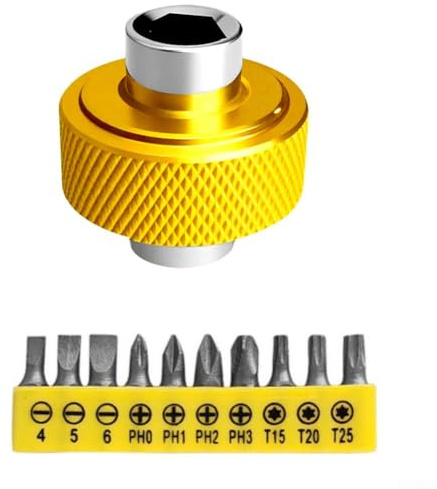 1/4-Zoll-Antrieb, kurzer Schraubendreher-Bit, Schraubenschlüssel, Reparatur, Wartung (gelb)