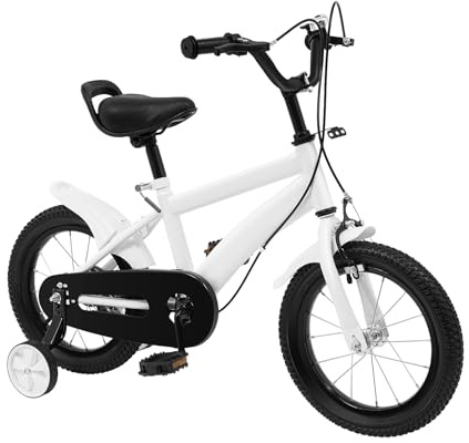 14 Inch Kids Bike, Children's Bicycle, Girls Boys Outdoor Cycling Bicycle, with Removable Training Wheels, Adjustable Seat Handlebars, Carbon Steel Frame, with Fenders and Bell, for 3-6 Years Old
