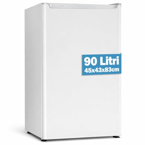 BAKAJI Frigorifero Monoporta 90L Salvaspazio, Frigo con Ripiano Porta Frutta, Ideale per Ufficio, Casa, Campeggio, Libera Installazione, Temperatura Regolabile, Capiente e Salvaspazio, Basso Rumore