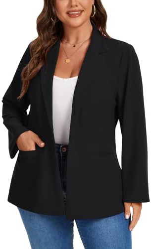XL-5XL Plus Size Blazer for Women UK Long Sleeve Casual Notch Lapel Jackets | XL-5XL Plus Size Women Blazer Long Sleeve Casual Notch Lapel Jackets Business Smart Outerwear Loose Fit with Button Pockets