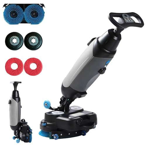 Wangyingxu Walk Behind Floor Scrubber Dryer, with 17 Scrub Path, 3 Gal Recovery Tank, Coverage 13000 Sqft/H, Suitable for Wooden Floors, Tiles, Terrazzo, Cement Floors, Marble Gray
