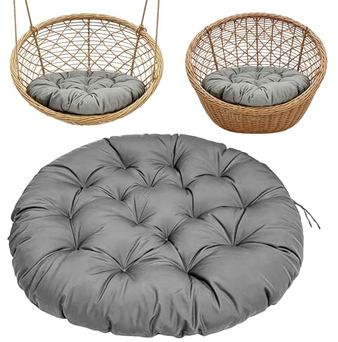 BORDEAG Cuscino per poltrona sospesa, 60 cm, rotondo, per poltrona sospesa, per sedia a dondolo, per esterni, pieghevole, per interni ed esterni, grigio
