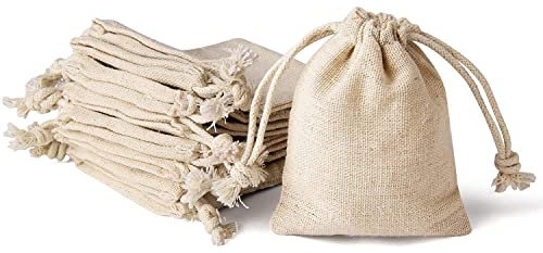 Bujingyun 3.2x4 Inch Double Drawstring Cotton Cloth Bag for Small Jewelry Bracelet Beads Spice Gift Bags-20PCS