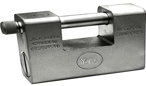 YALE Lucchetto blindato in acciaio inossidabile Y1100025080X, larghezza corpo 85 mm, gancio in acciaio cementato temprato da 18 mm, fornito con 3 chiavi