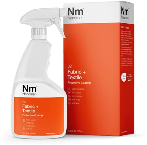 NANOMAN Spray repelente al agua/impermeable para telas y zapatos. Última fórmula de nano-tecnología. Respetuoso con el medio ambiente. Sin PFAS ni alcoholes. Protección contra manchas y líquidos para