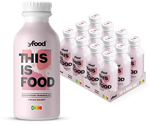 yfood berry | batido sustitutivo | THIS IS FOOD drink | 34g de proteínas, 26 vitaminas y minerals (12 x 500 ml)