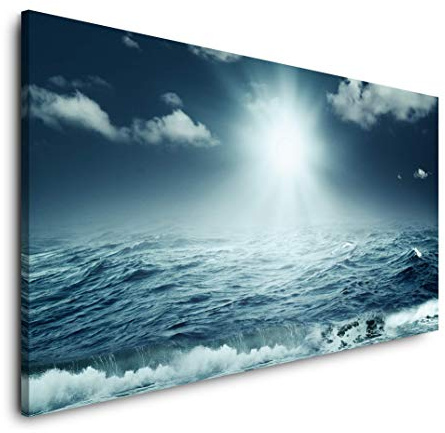 Meer mit Strand 120x 60cm Panorama Leinwand Bild XXL Format Wandbilder Wohnzimmer Wohnung Deko Kunstdrucke
