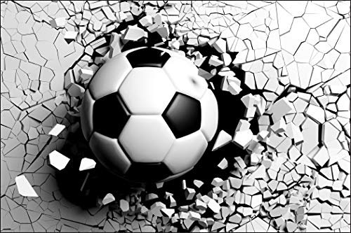 Muralo Photo Wallpaper 3D Effect Football 120 x 180 cm Non-Woven Wall Wallpaper Sport Ball Football Stadium 3D Look Living Room Bedroom Modern Wall Picture
