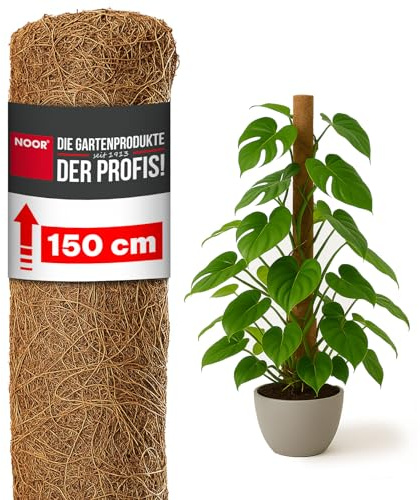 NOOR Kokos-Rankhilfe mit Holzstiel - verlängerbare Pflanzhilfe aus 100 % Naturmaterial - stabile Kletterhilfe für Pflanzen, dekorativ & nachhaltig - Kokosstab 150 x 7 cm Ø