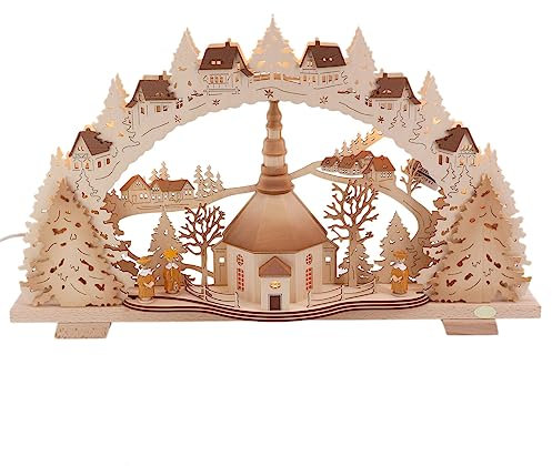 SCHENK HOLZKUNST Tietze Schwibbogen Seiffener Kirche 3D LED