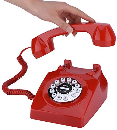 Téléphone Vintage, Téléphone Fixe Rétro des Années 80, Téléphone de Bureau à L'ancienne, avec Son Clair de Stockage de Numéros, Décor de Chambre à Coucher à la Maison(Rouge)