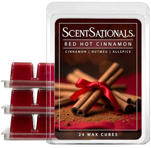 Scentsationals Red Hot Cinnamon Scented Wax Melts - Cinnamon, Nutmeg, & Allspice, 10oz (24 Cubes)