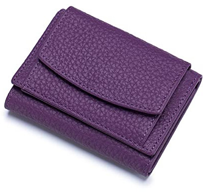 ZhaoCo kleine Geldbörse Damen mit Münzfach Echtleder Geldbeutel Damen Mini Portemonnaie mit RFID Schutz Kreditkartenetui für Frauen Mädchen - Violett