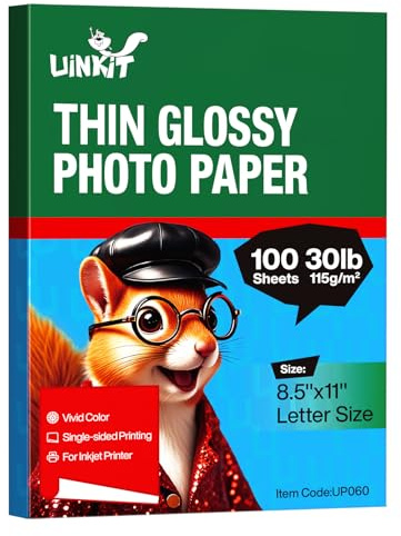 Uinkit 100 sheets 115gsm Photo Paper 30lb Very Thin Flyer Glossy 8.5x11 Single Side Inkjet Paper DIY Chip Bag Glossy Photos Brochure Paper,FIFA World Cup Poster for Inkjet Printer with Dye Ink