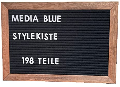 Mediablue schwarz Letterboard, 33 x 23 cm, Holz, Buchstaben, Buchstabentafel, Message Board, Wandmontage, Standard
