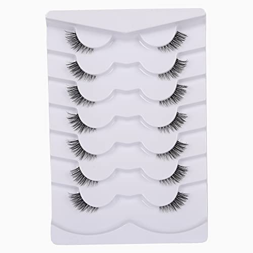 Gmagictobo False Eyelashes Natural Half Lashes Short Wispy Clear Band Lashes Pack 7 Pairs Multipack