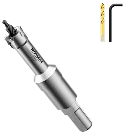 Mollom 1/2 (13mm) Hartmetall-Lochsäge Schwerlast mit 2 Zentrierbohrern | Industrielle Lochsägen zum Schneiden von Edelstahl, Baustahl, Eisen, Kupfer, Messing, Aluminium und Kunststoff