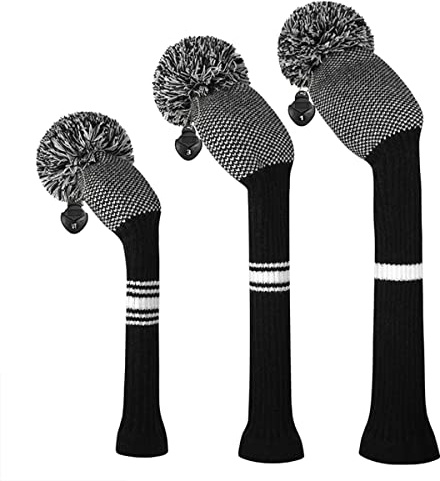 Scott Edward Stickad pom pom golf huvudbonad set för Driver Wood, Fairway och Utilities, droppskydd, träskydd, andra klubbskydd