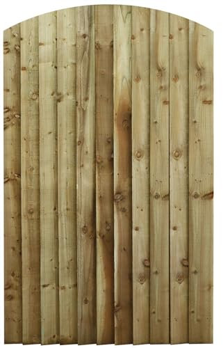 Made to Measure 6ft Wooden Garden Gate, Custom Feather Edge Semi-Braced Arch Top Treated Timber Door for Outdoor Pathway Home Access, MAX 180cm High x MAX 105cm Wide