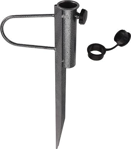 Land-Haus-Shop® Rasendorn Sonnenschirmhalter/Schirm Halter/Metall/Wäschespinne Halter/Standfuß/Masthalter Erdspieß Bodenhülse Erddübel Angelruten Halter (Grau 1 Stück)