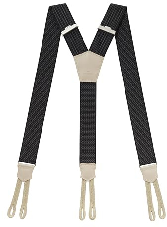 PIERROT Bretelles à Boutons Homme Larges Premium Made in France - Taille Unique Ajustable - Elastique Renforcé et Finitions en Cuir - Garantie à vie (7SAM_Athena)