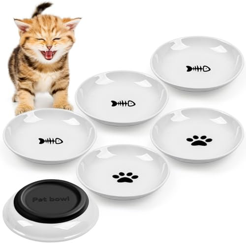 Skrtuan Futternapf Katze Set,Rutschfester Silikon-Keramik-Katzenfressnapf,Katzennapf Aus Keramik Keramischer Katzennapf für Kätzchen 6 Stück