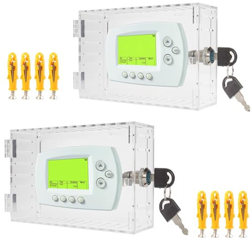 2PCS Thermostat Cover Thermostat Lock Box Thermostat Lock Box with Key Large Thermostat Cover with Lock Universal Thermostat Guard for Thermostats on Wall Fits Thermostat7''*4.72''*2.2'' or Smaller