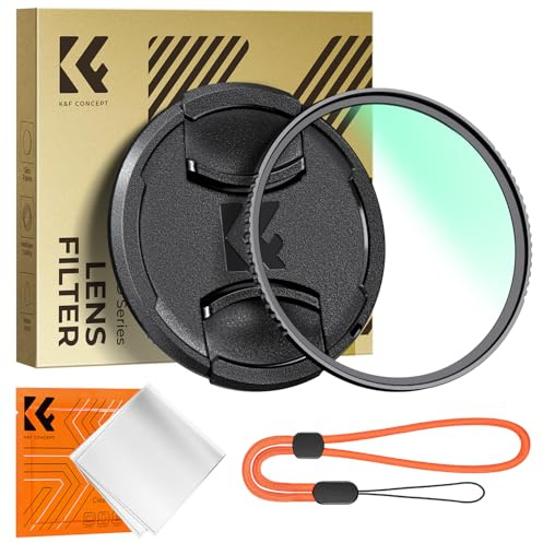 K&F CONCEPT 82mm Filtre UV Protection et Bouchon d'objectif et Chiffon | Nano-revêtement,Étanche,Verre optique,Résistant à l’huile et aux rayure,Cadre CNC Antidérapant,D Série,FV501