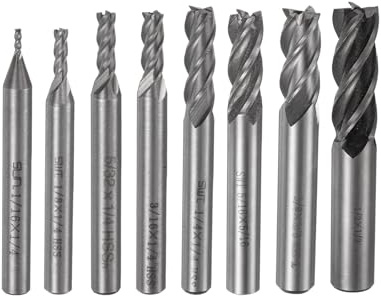 QUARKZMAN 4-Schneidig Hartmetall- Schaft Fräser Sätze Cnc Fräser Bits Gerät | 1/4 1/8 3/8 3/16 1/2 1/16 5/32 5/16, Schnellarbeitsstahl, Für Aluminium Stahl Schneiden Metallbearbeitung